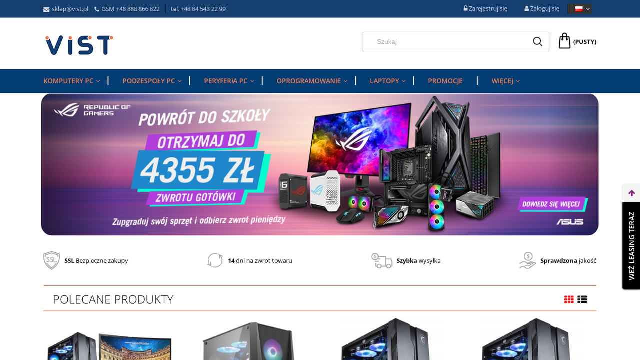 Zrzut strony Sklep komputerowy VIST