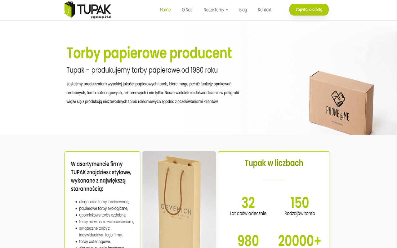 Zrzut strony Producent toreb papierowych i laminowanych | Tupak