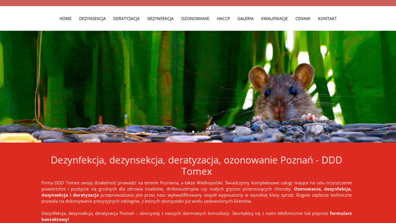 Zrzut strony DDD Tomex - dezynfekcja, dezynsekcja, deratyzacja, ozonowanie