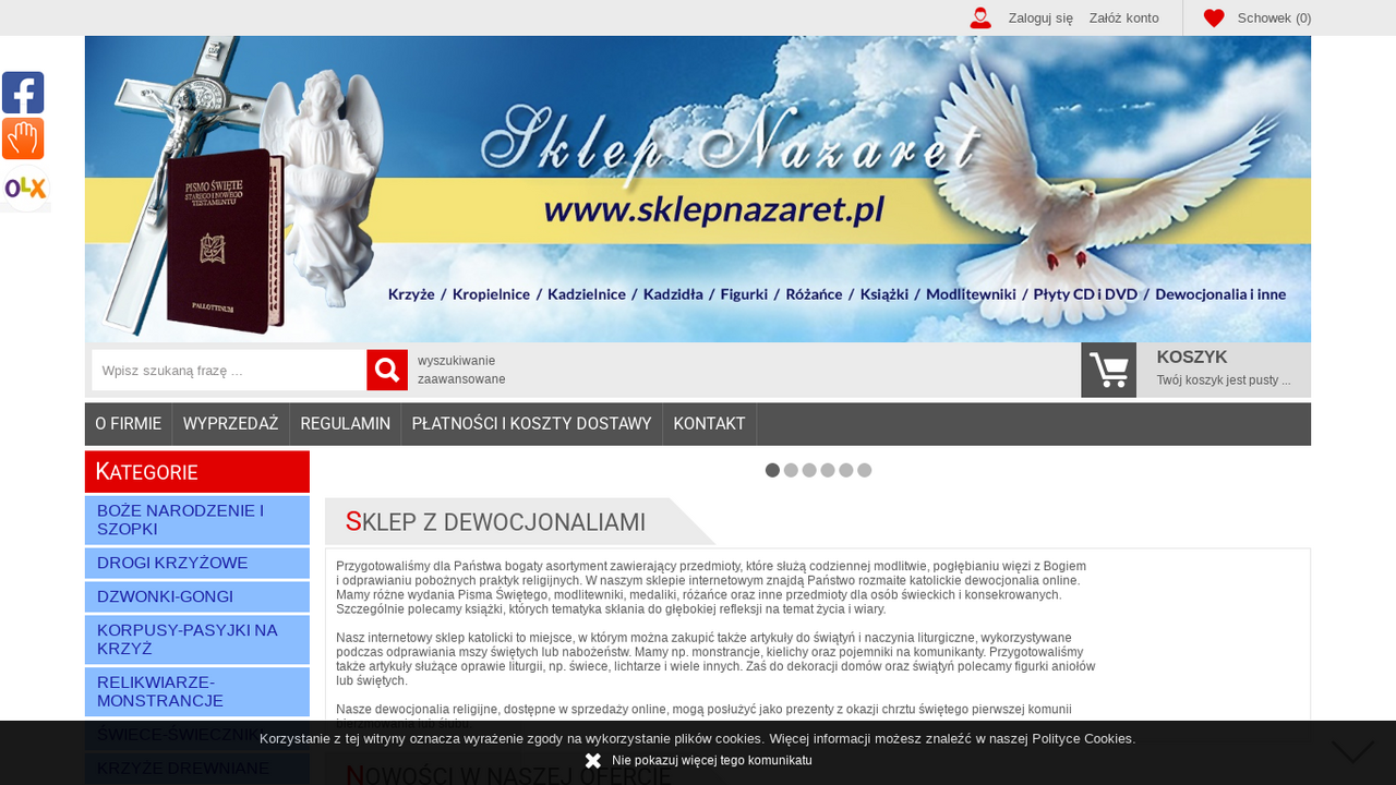 Zrzut strony Sklep z Dewocjonaliami - Nazaret