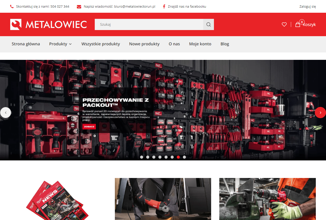 Zrzut strony Sklep Metalowiec Toruń - dystrybutor narzędzi Milwaukee