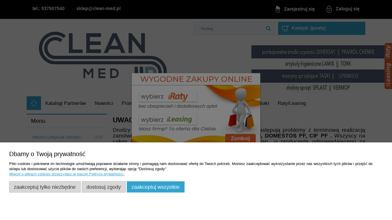 Zrzut strony Profesjonalne środki czystości | Sklep internetowy Clean-Med